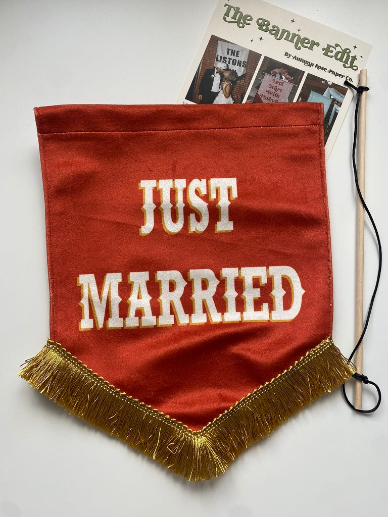 Just Married | Rust and gold banner