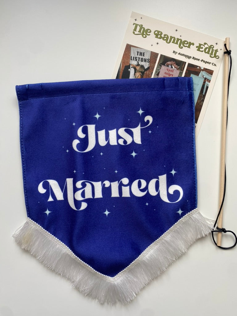 Just Married | Blue wedding banner