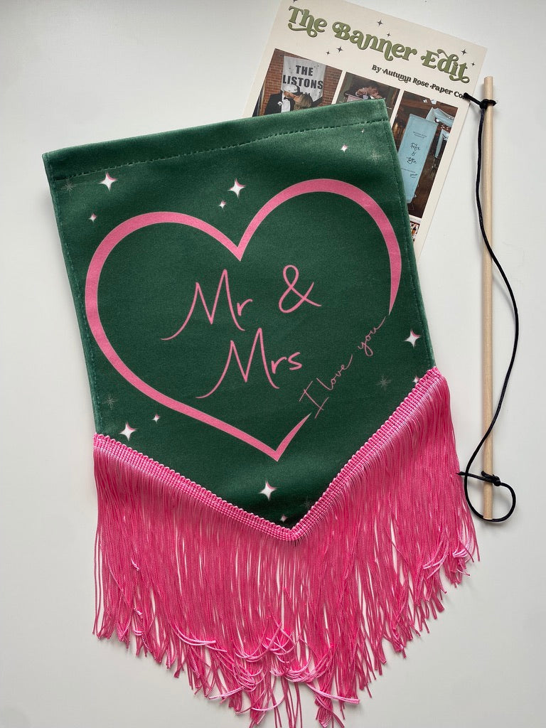 Mr & Mrs| Green Wedding Banner