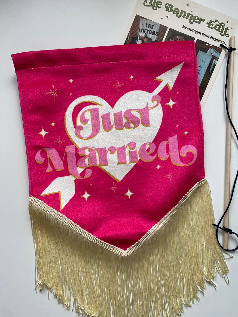 Just Married | Pink wedding banner