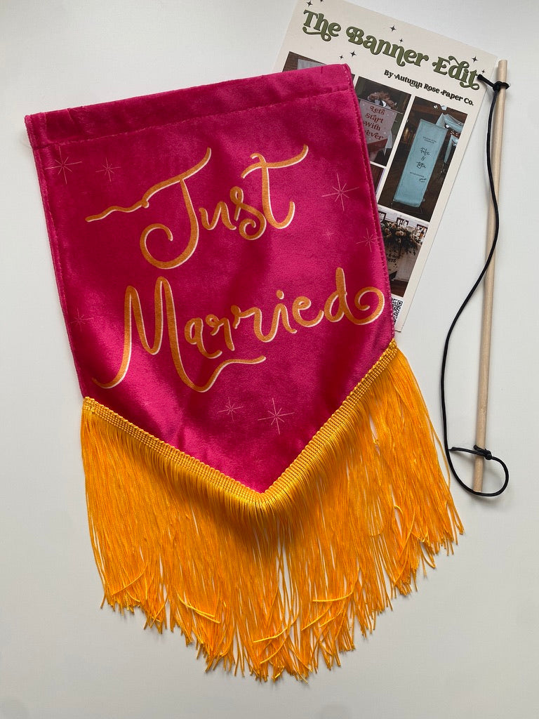 Just Married | Orange and Pink banner