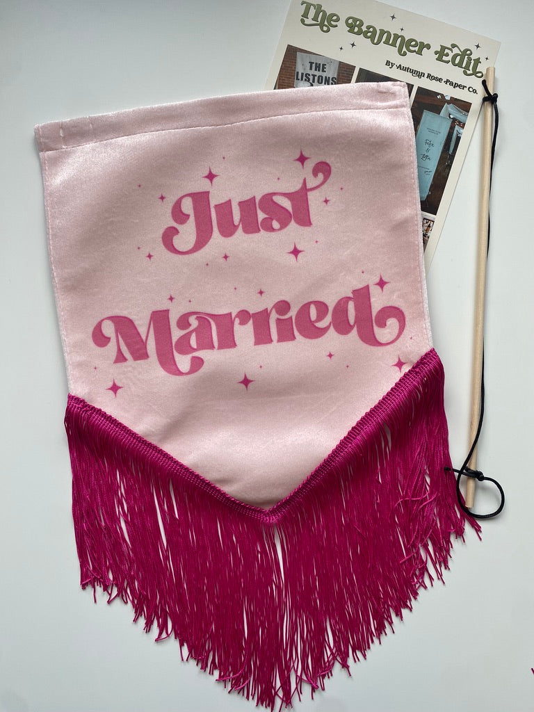 Just Married | Pink wedding banner