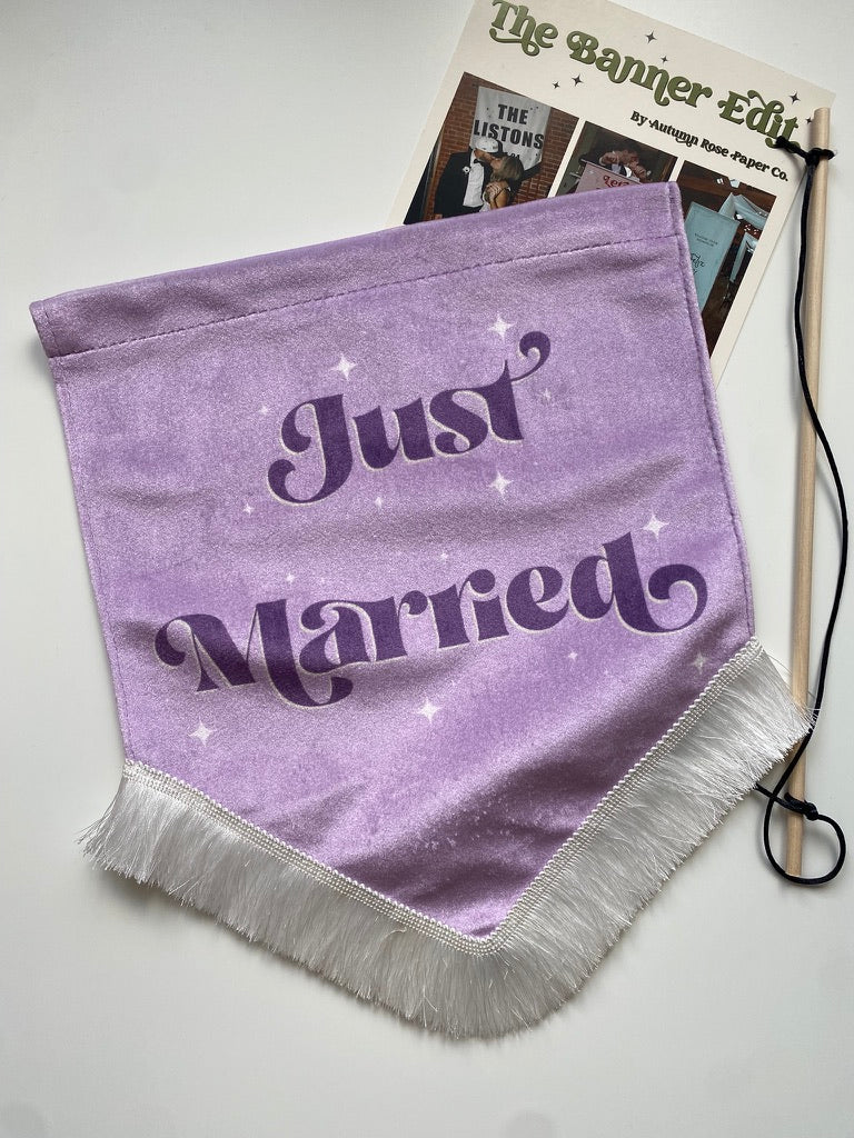 Just Married | Purple Lilac wedding banner