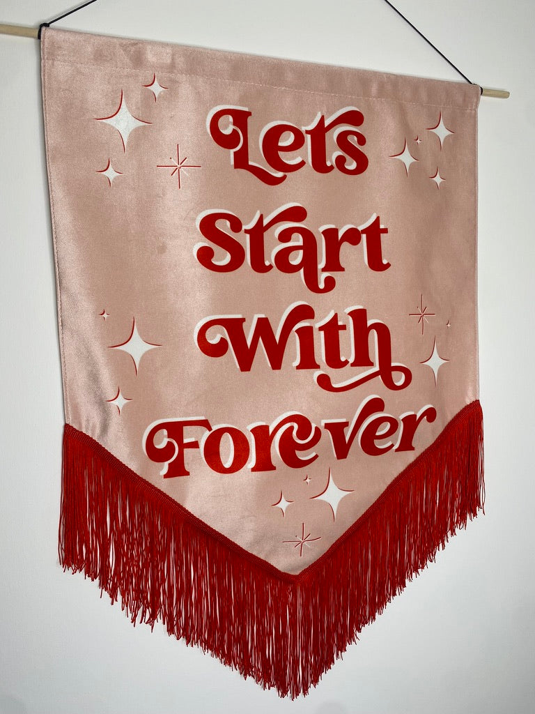 Forever | Pink Wedding Velvet Banner