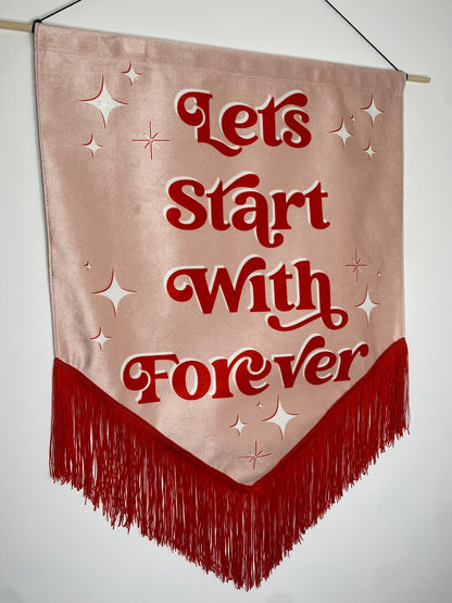 Forever | Pink Wedding Velvet Banner