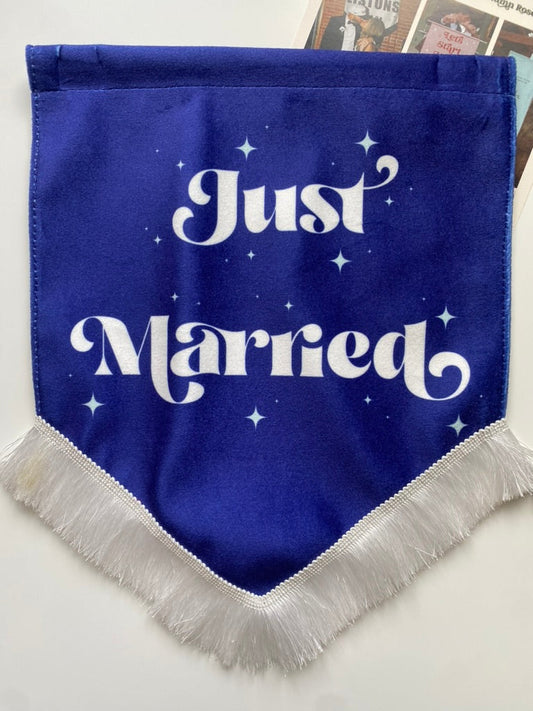 Just Married | Blue wedding banner
