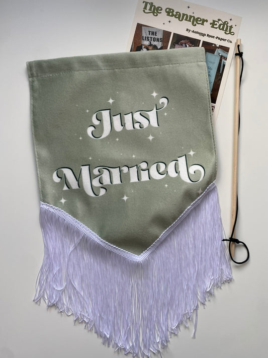 Just Married | Sage Green wedding banner