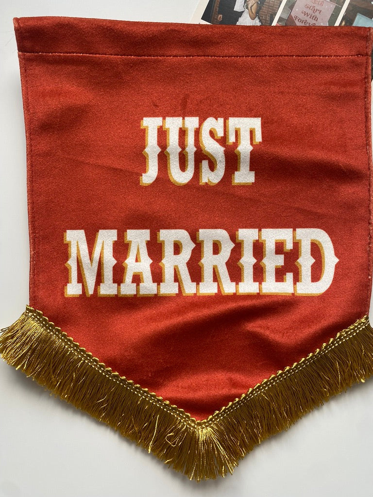 Just Married | Rust and gold banner