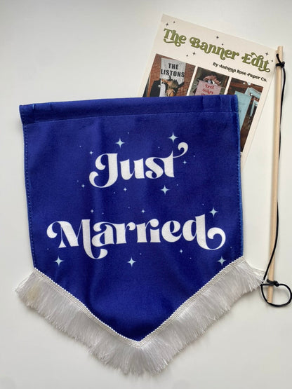 Just Married | Blue wedding banner