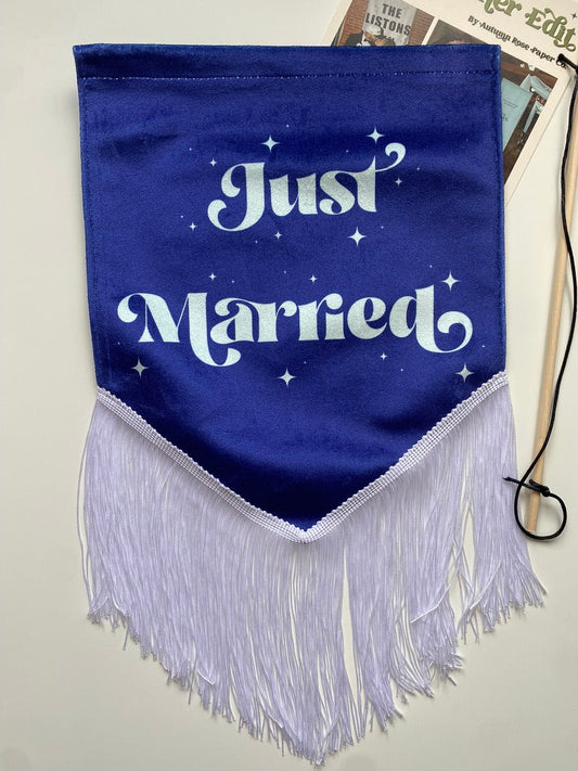 Just Married | Blue wedding banner