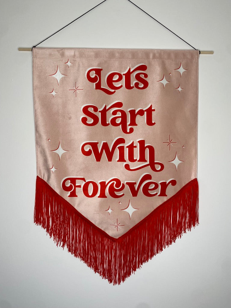 Forever | Pink Wedding Velvet Banner