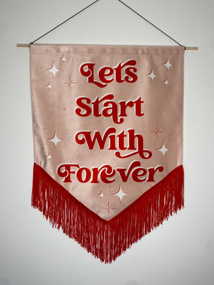 Forever | Pink Wedding Velvet Banner