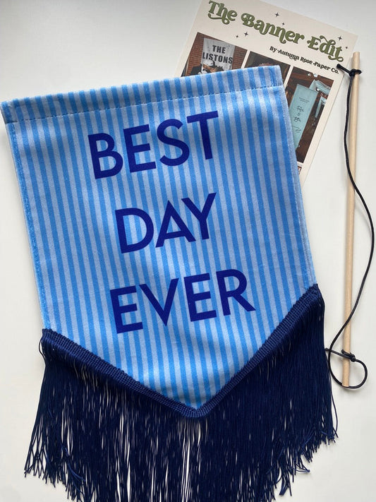 Best Day Ever | Blue Stripe Wedding Banner