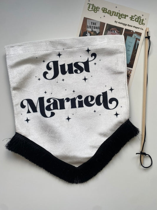 Just Married | Black and white wedding banner