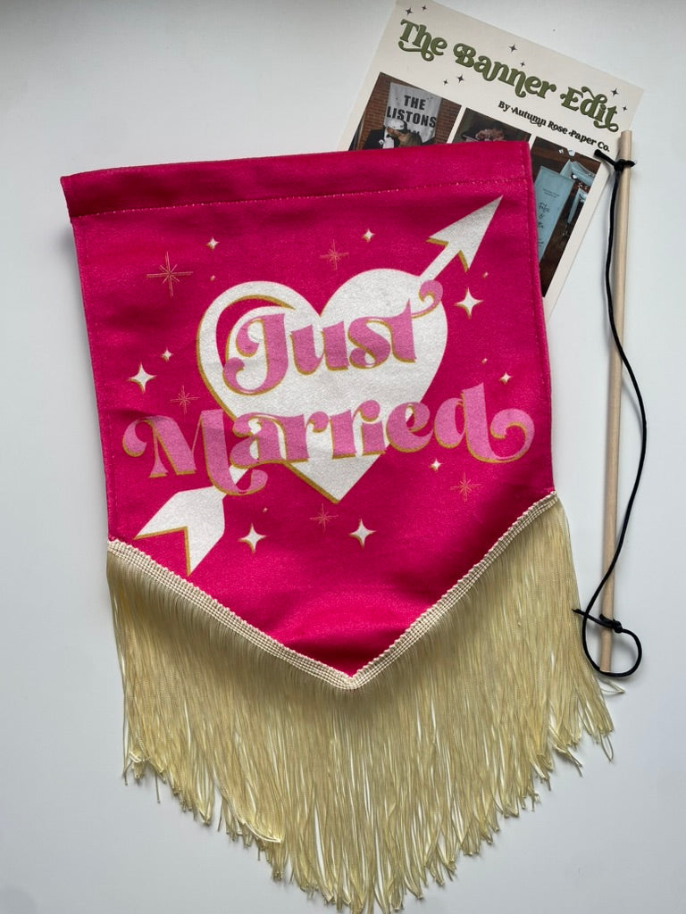 Just Married | Pink wedding banner