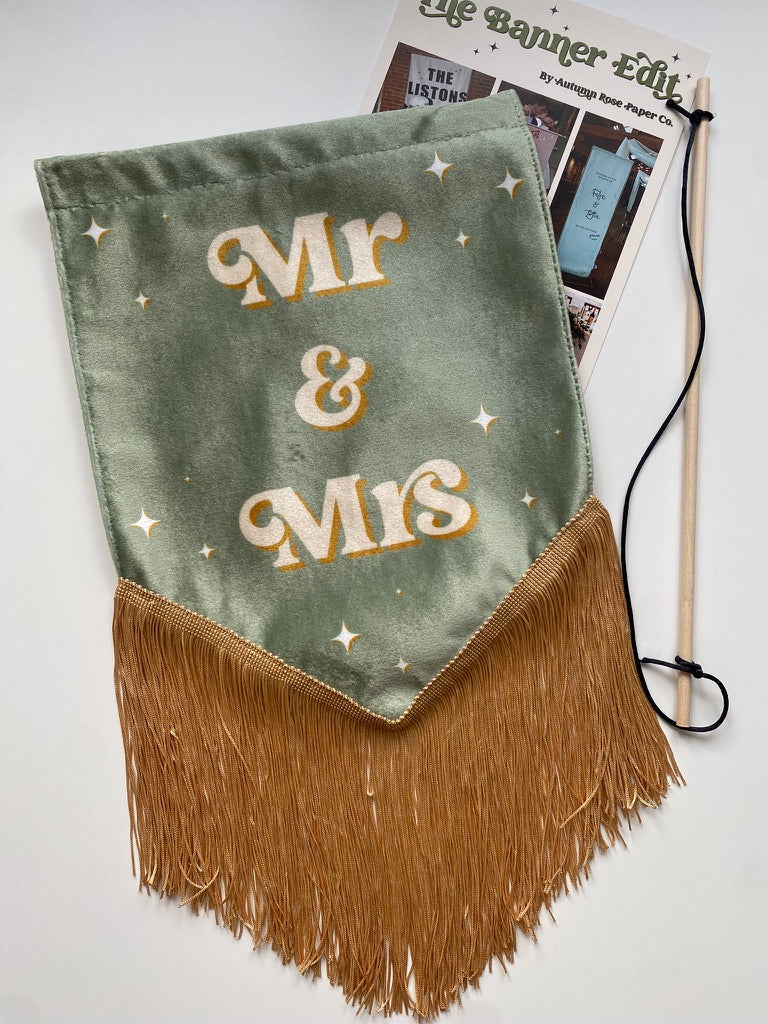 Mr & Mrs | Green wedding banner