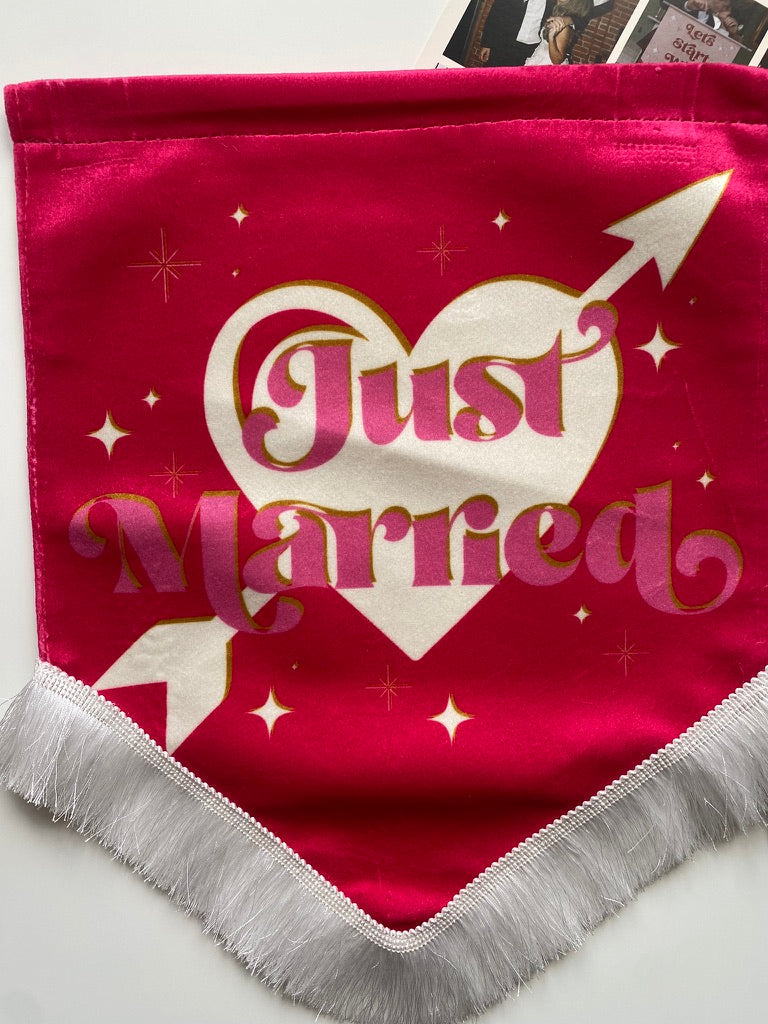 Just Married | Pink wedding banner