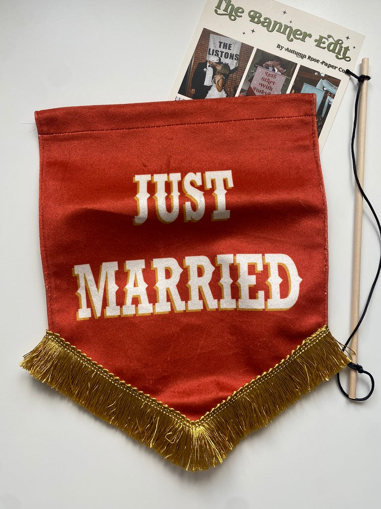 Just Married | Rust and gold banner