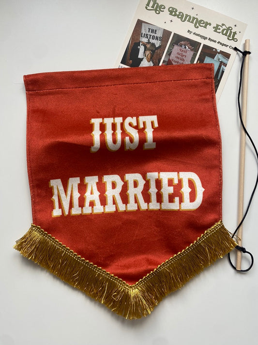Just Married | Rust and gold banner