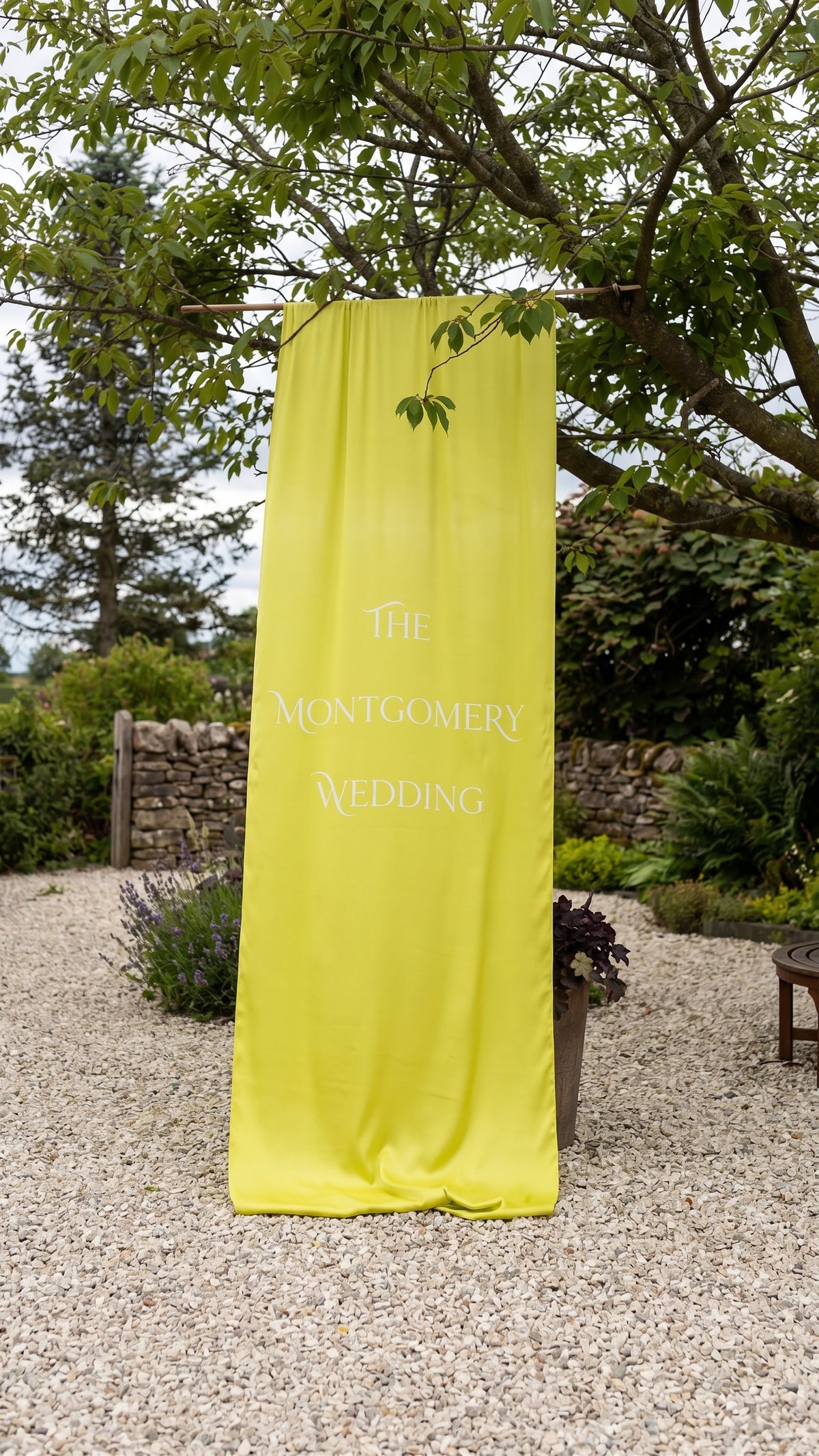 Silk Wedding Welcome Sign | Personalised Fabric Banner | Hemmed Edges | Custom Colour & Wording | Wedding Entrance Decor