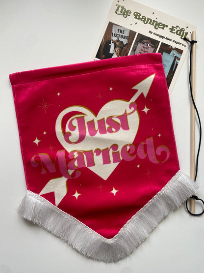 Just Married | Pink wedding banner
