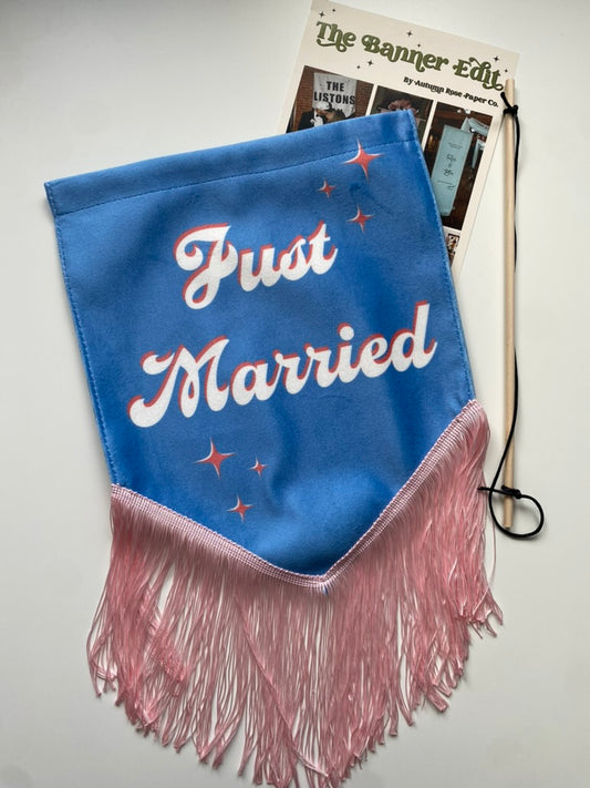 Just Married | Blue wedding banner