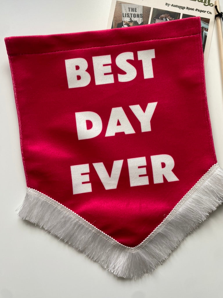 Best Day Ever | Pink velvet banner